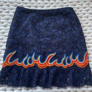 SANDRO Lace & Flame Navy Skirt Size 1